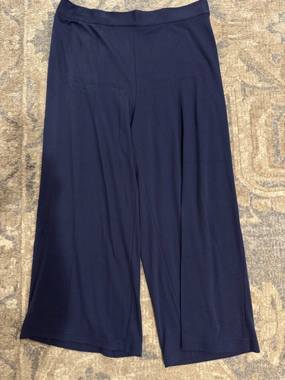 Roaman's Womens Plus Pants size 2X Blue Soft Knit Wide Leg Elastic Stretch 26/28